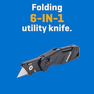 Kobalt 3/4" Folding Utility Knife w/ Built-In Pocketclip/Screwdriver (Black)