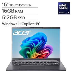 Costco Members: Acer Aspire TS Laptop: Ultra 7 256V, 16" FHD+ 120Hz, 512GB SSD $600 + Free S&H