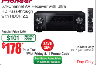 Fry's Email Exclusive: Pioneer VSX-532 5.1-Channel A/V Receiver w/ Bluetooth $178 w/ Friday's Promo Code (Valid 8/11; In-Stores)