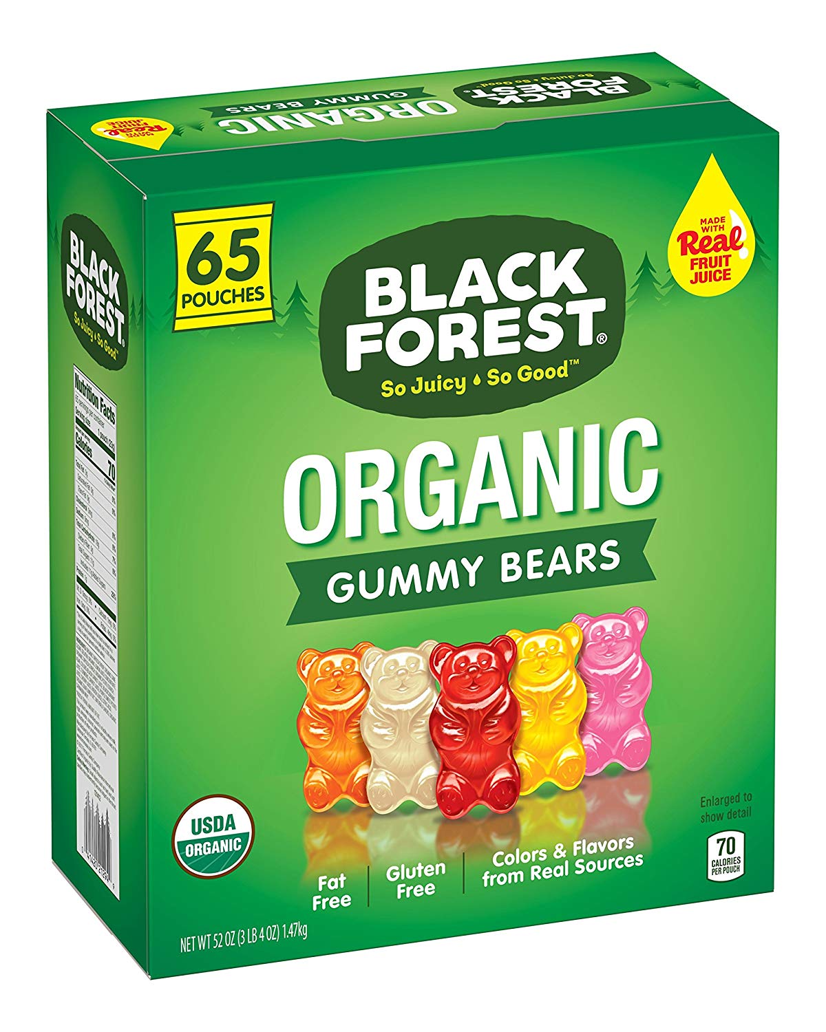 65-Count 0.8oz. Black Forest Organic Gummy Bears Candy Bags $10.82 w/ S&S + Free Shipping via Amazon