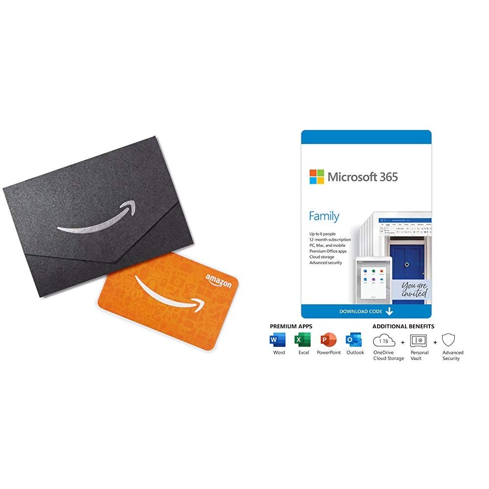 12 Month Microsoft 365 Family W Auto Renewal 6 People 50 Amazon Gift Card