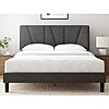 Zinus Queen Maya Upholstered Bed Frame with Asymmetric Headboard, Dark Grey