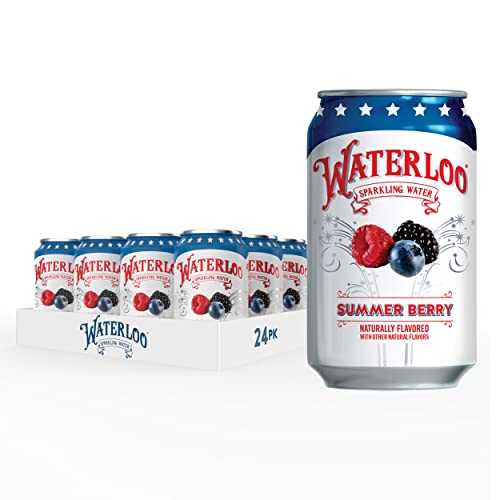 Waterloo Sparkling Water, Summer Berry Naturally Flavored, Pack of 24, 12 Fl Oz Cans | $10.22