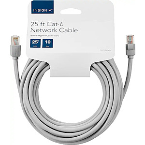 $5.99: Insignia - 25' Cat-6 Ethernet Cable - Gray