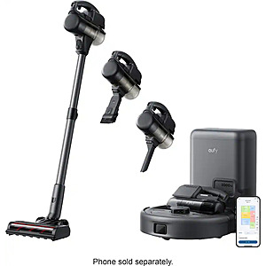 $275.99: eufy - E20 3-in-1 Wi-Fi Connected Robot Vacuum with Auto Emptying, Max 30,000 pa, Precise Obstacle Avoidance - Black