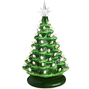 $43.99: Best Choice Products 15in Ceramic Christmas Tree, Pre-lit Hand-Painted Holiday Decor w/ 64 Lights - Green w/ Warm White Bulbs