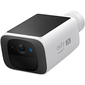 $49.99: eufy - C20 Solar SoloCam 2K Wireless Outdoor Security Camera, Local Storage and No Monthly Fee - White