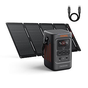 Explorer 240D Power Bank and 40W Solar Panel (80,000mAh), LiFePO4 Battery Portable Power Station, USB-C Cable 