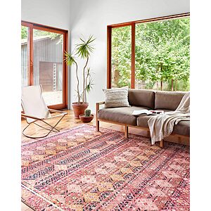 $133.00: Loloi Layla Collection LAY-15 Magenta/Multi 9' x 12' x .13" Thick Area Rug, Low Pile, Printed