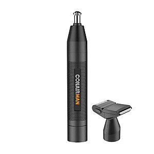 $16.99: ConairMan Nose Hair Trimmer for Men, Patent 360 Bevel Blade, Cordless, 2 Piece Set with Detail and Shaver Attachments