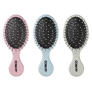$7.49: Conair Detangling Mini Hair Brush Set, 3-Pack Detangler Brushes for Wet or Dry Hair, Silver Blue Pink