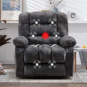 [AC] $189.99: Ebello 36" Massage Recliner Chair with Heat and Vibration, Soft Fabric Manual Reclining Chair (4 Colors)