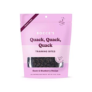 [S&S, AC] $3.91: Bocce's Bakery Quack, Training Treats for Dogs, Duck & Blueberry, 6 oz