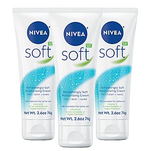 $8.98: NIVEA Soft Refreshingly Soft Moisturizing Cream, 2.6 Oz Tube, Pack of 3