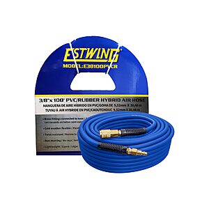 $27.24: Estwing E38100PVCR 3/8" x 100' PVC/Rubber Hybrid Air Hose with 1/4" Brass Fittings