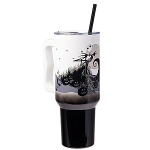 $13.56: Silver Buffalo Disney Nightmare Before Christmas Jack Skellington Hill and Moon Double Walled Stainless Steel Tumbler, 40 Ounces