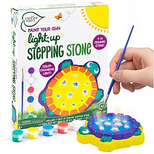 $6.32: Creative Roots Mini Light Up Turtle Stepping Stone with Color-Changing LED, Acrylic Paints, and Paintbrush