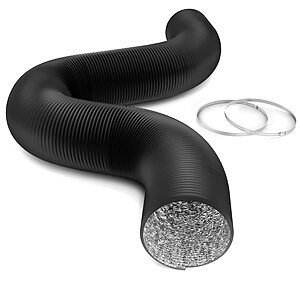 $18.20: iPower Flexible 8 Inch 25 Feet Aluminum Ducting Dryer Vent Hose, Black @Amazon