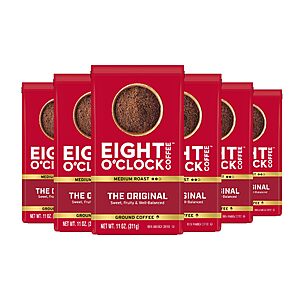 [S&S] $28.49: Eight O'Clock Coffee The Original Medium Roast Ground Coffee, 11 Ounce (Pack of 6)