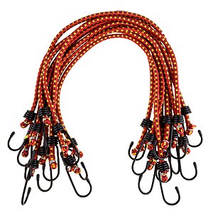 [AC] $8.88: Stalwart Bungee Cords, 10-Pack, Virgin Rubber, 24-Inch Cordage, Red, Vinyl-Coated Hooks, Fabric Wrapping @Amazon