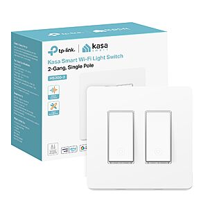 $21.99: Kasa Smart Switch 2-Gang HS200-2 Single Pole Neutral Wire Required 2.4GHz Wi-Fi Light Switch Compatible with Alexa and Google Home White