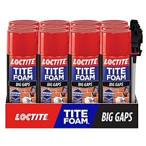 $75.36: Loctite Tite Foam Big Gaps Spray Foam Sealant, 12 fl oz Can, 12 Pack