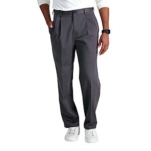 $30.00: Haggar Men's Premium No-Iron Classic-Fit Expandable-Waist Pleat-Front Pant (Various Colors/Sizes)