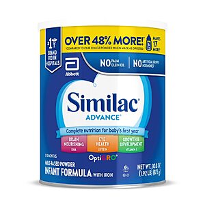 $30.09: Similac Advance Infant Formula With Iron, Baby Formula Powder, 30.8-oz Value Can