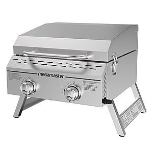 $99.73: Megamaster 2-Burner Stainless Steel Portable Gas Grill (820-0033M)