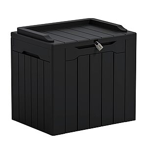 $22.49: Greesum Outdoor Storage Box 31 Gallon Storage Box with Lid, Waterproof and UV Resistant, Lockable, Dark Black