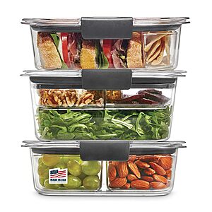 $20.99: Rubbermaid Brilliance BPA-Free 3 Set Food Storage Containers with Lids, Airtight, Leak-Proof