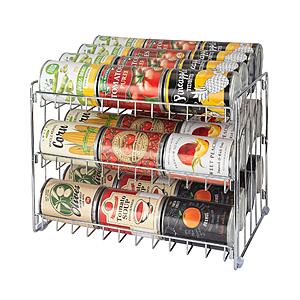 $16.78: Kitchen Details 3 Tier Can Organizer, Chrome Steel Canned Food Storage Rack, Holds 36 Cans