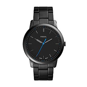 $86.95: Fossil Men's Minimalist Quartz Watch, Stainless Steel Black Three-Hand Watch for Men, Black