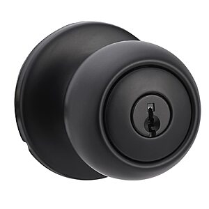 $12.00: Amazon Basics Exterior Door Knob With Lock, Coastal, Matte Black