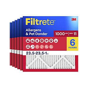 $24.85: Filtrete 23.5x23.5x1 AC Furnace Air Filter, MERV 11, 6 Pack