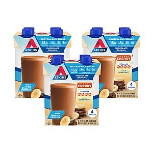 [S&S] $17.04: 12-Pack Atkins Chocolate Banana High Protein Shake