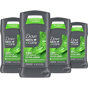 Select Accts: 4-Pk 2.7-Oz DOVE MEN + CARE Antiperspirant Deodorant (Extra Fresh) $11.95 w/ S&S