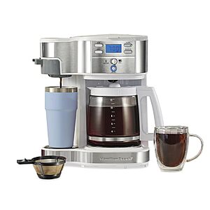$61.70: Hamilton Beach 2-Way Programmable 12 Cup and Single-Serve Coffee Maker, White