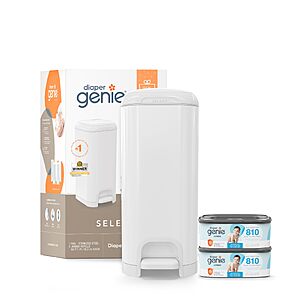 $53.42: Diaper Genie Select Pail Registry Gift Set, White, 2 Jumbo Refills