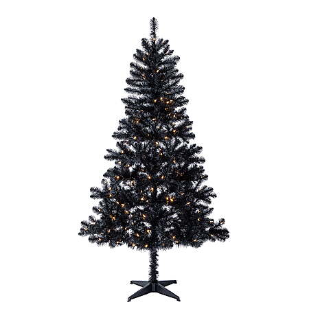 $24.44: 6.5' Pre-Lit Madison Pine Black Artificial Christmas Tree with Warm White LED Lights, by Holiday Time $24.44