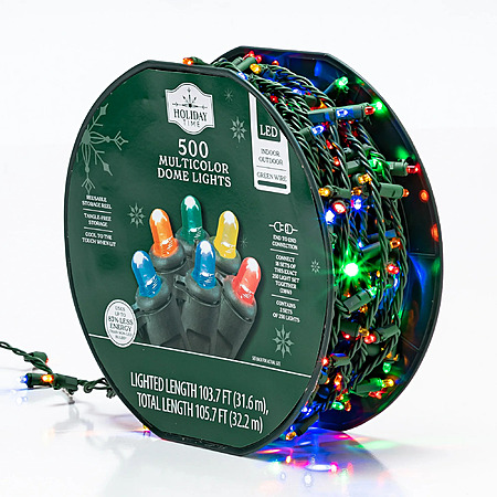 [YMMV] $16.48: 500-Count Multicolor LED Dome Christmas Lights with Green Wire, 105.75', Holiday Time at Walmart
