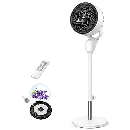 $59.99: Dreo Fan for Bedroom, 80° Oscillating Standing Fan, 25dB Quiet, 80ft Pedestal Fans, 90° Manual Vertical, 3 Speeds, Remote, 34-41" Adjustable Height, White
