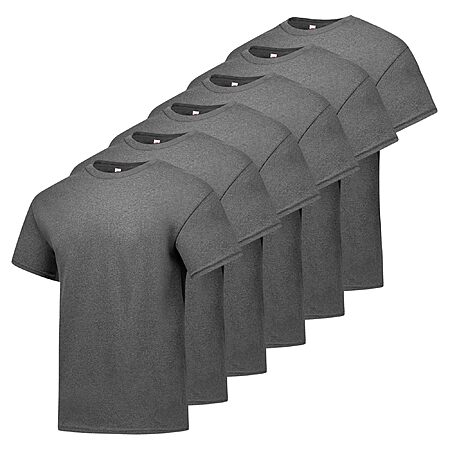 $21.20: Hanes Men's Short Sleeve T-Shirt Pack, Big & Tall, Crewneck Cotton T-Shirts for Men, Value Packs, Charcoal Heather - 6 Pack, X-Large