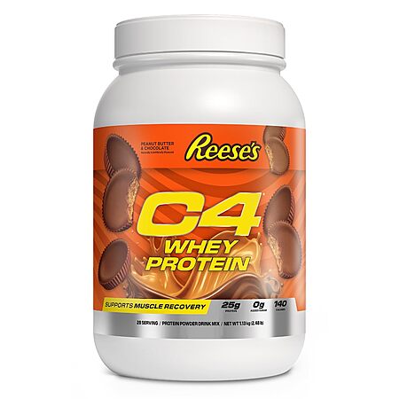 $29.97: C4 Whey Protein Powder, Reese's Peanut Butter & Chocolate, 25g Protein, 0g Added Sugar, 140 Calories Per Serving, 28 Servings, 2.48 Pound
