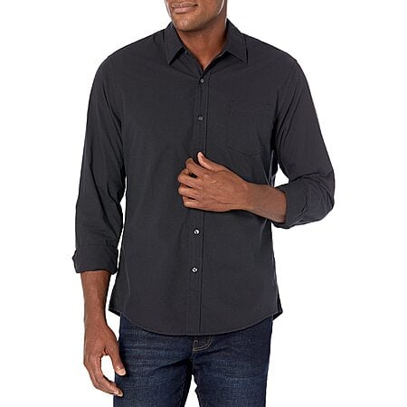 $10.10: Amazon Essentials Men's Long-Sleeve Casual Poplin Shirt, Various Colors/Sizes