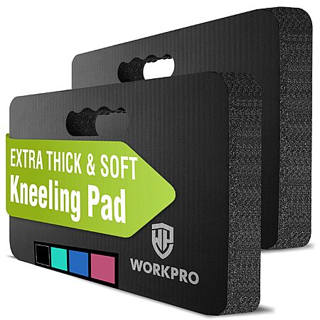 $19.99: WORKPRO Extra Thick Kneeling Pad, 2-Pack, Soft NBR Foam Cushioning, Large Foam Kneeler Mat, 17.5 x 11 x 1.5 in, Black