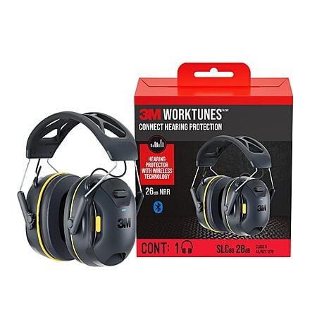 $46.89: 3M WorkTunes Connect Wireless Hearing Protector with Bluetooth Technology, 26 dB Noise Reduction Rating