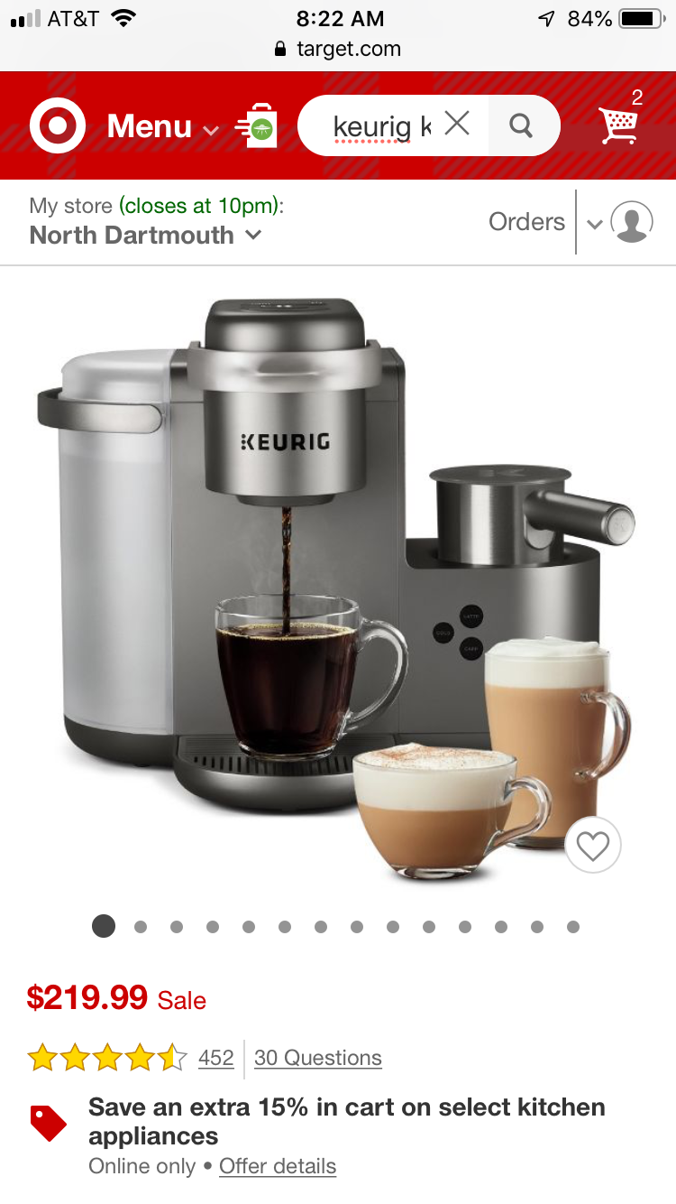 Keurig k-cafe’ special edition coffee latte cappuccino maker Target $115.81