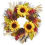 22&quot; Faux Sunflower &amp; Wild Grass Wreath $9.98