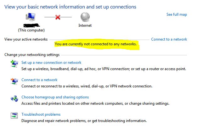 No Connection Are Available Windows 7